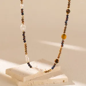 Collier de perles d'imitation de pierre naturelle pour femmes, ras du cou, Simple, à la mode, personnalisé, bijoux tissés à la main, vente en gros, vente directe