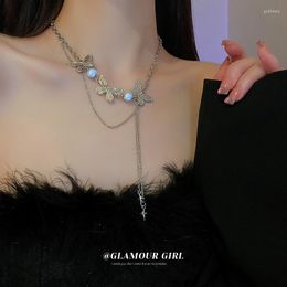 Ras du cou Simple gothique papillon pendentif collier pour femmes hommes esthétique Grunge chaîne Y2k accessoires IGIRL Indie collier bijoux