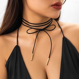 Gargantilla simple cadena de cuerda larga collares para mujeres modernas elegantes damas de encaje collar 2024 accesorios de joyería de moda en el cuello