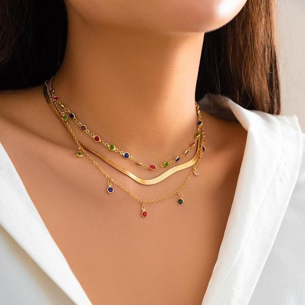 Collier ras du cou multicouche Simple pour femmes, chaîne de clavicule, Design de Niche, Spice Girl, cristal en forme d'étoile, bijoux cadeaux