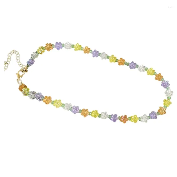 Collier ras du cou en résine Simple et fleur, collier de tempérament élégant, chaîne de cou perlée faite à la main, bijoux à la mode