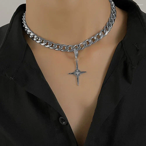 Collier ras du cou Simple unisexe, joli pendentif croix Punk pour homme, chaîne de clavicule, Style coréen