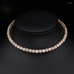 Choker skysuk goud kleur bruids mode kristallen kralen ketting voor vrouwen bruiloft prom sieraden tennisketen chokers collier femme