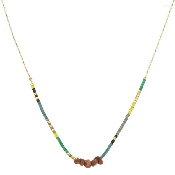 Collier ras du cou pour femmes, petite chaîne à maillons en pierre irrégulière, couleur or, perles MIYUKI fines, bijoux, vente en gros