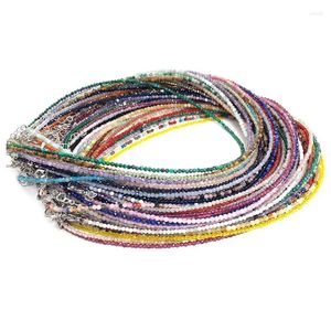 Choker Kleine Natuursteen Kraal Ketting Armband Voor Vrouwen Zirkoon Toermalijn Parel Met Reki Sleutelbeen Ketting 2-3mm