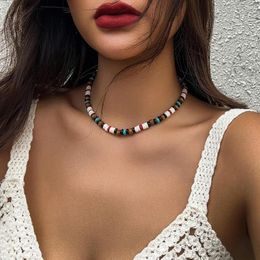 Halsband, kleine Holz- und Rocailles-Kurze Halskette für Frauen, trendige Vintage-Perlenketten, Kragen am Hals, 2023, Modeschmuck, Geschenke