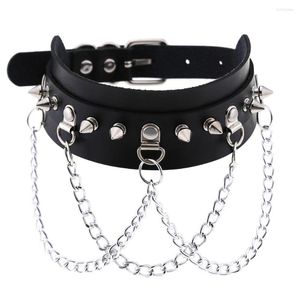 Choker spikes kraag vrouwen man lederen ketting kettingen sieraden op nek punk kettingen gotische accessoires kleding