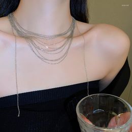 Choker srcoi meerlagige vrouwen nekketen en hangers zilveren kleur goth lange ketting eenvoudige trui mode sieraden