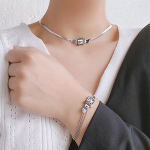 Collier de ceinture en acier inoxydable tour de cou pour femme bijoux de mode coréens chaîne de clavicule Sexy de fille gothique