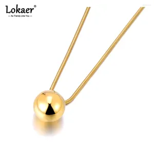Choker en acier inoxydable creux lisse gros collier de pendentif à balle ronde pour femmes 18k bijoux de cou anti-allergique à l'or n24003