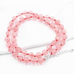 Ras du cou déclaration collier cristal rose pastèque pierre perles rondes chaîne courte colliers cadeau mère bijoux 18 pouces A795