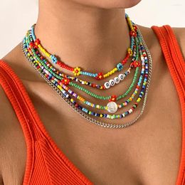 Choker nog steeds accessoire ketting kleurrijke zaad kralen maisy formulering roro huhu love butterfly parel kralen kettingen voor vrouwen