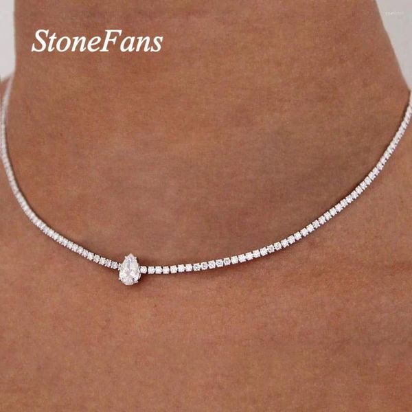 Stonefans – collier ras du cou en strass pour femmes, goutte d'eau, Simple, chaîne en cristal, bijoux de mariage, à la mode, 2024