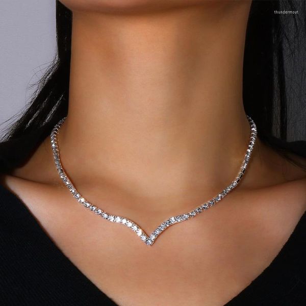 Stonefans – collier ras du cou en strass pour femmes, bijoux à la mode, chaîne de clavicule Simple et scintillante