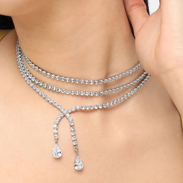 Choker Stonefans Collier multicouche pour les femmes Gift Gift Elegant Water Crystal Collar Clian Clavicule Bijoux