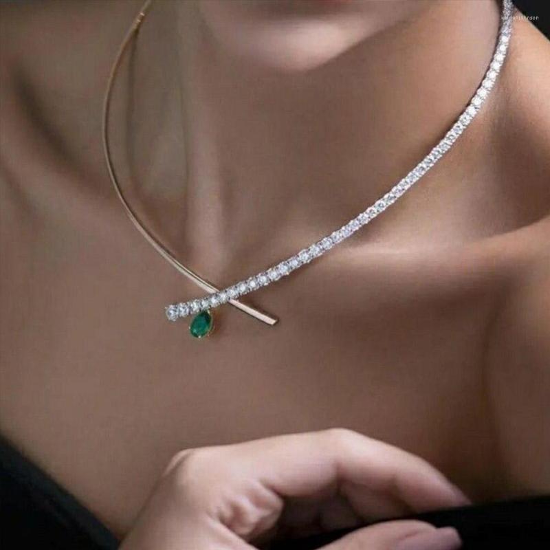 Choker Stonefans Water Drop Flar Naszyjnik dla kobiet luksusowe vintage kryształowe akcesoria ślubne biżuteria ślubna