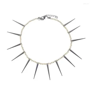 Ras du cou Streetwear Punk Rivets collier Spike-Goth clavicule chaîne colliers Vintage pour les femmes