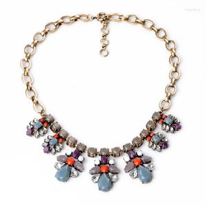 Choker Style Wholesale Vintage Designs Resin Plant Collier de costume pendentif de couleur or brillant pour femmes