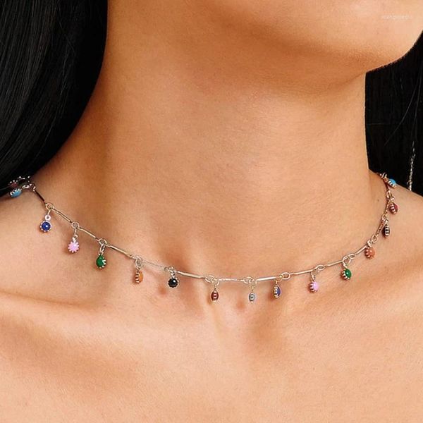 Choker Summer Fashion ENAMEL Collier de soleil pour les femmes Perles de cristal de tempérament Gift bijoux de fête à chaîne courte