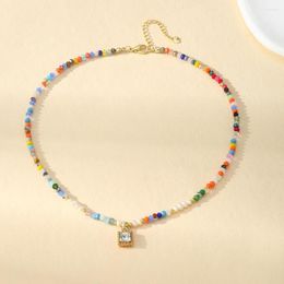 Choker sunmer vakantie zaad kralen streng ketting vrouwen hangkraag charme kleurrijke bohemia collier sieraden