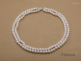 Choker Terisa Parel Sieraden Klassieke 2-strengs 6.5-7.5mm Zoetwaterketting Voor Vrouwen T-FNM566