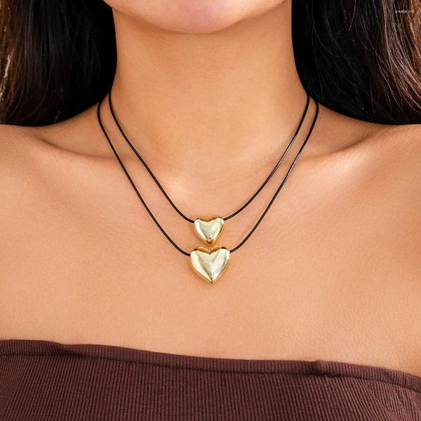 Choker trois types Collier de chaîne de filetage de cire de cire de coeur pour femmes accessoires minimalistes minimalistes