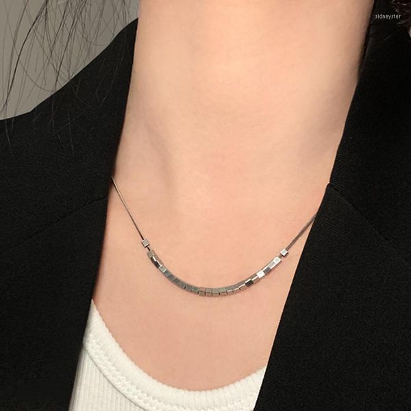 Ras du cou tendance lisse carré perles collier collier pour femmes haute qualité en acier inoxydable lien chaîne colliers mode bijoux cadeaux