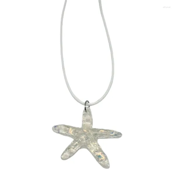 Gargantilla estilo de vacaciones, Collar de estrella de mar rosa, abalorio de playa, cadena de clavícula, Collar de cuerda de cera, joyería de moda, decoración 57BD