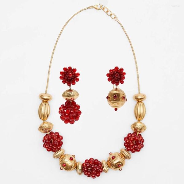 Gargantilla Vedawas 2023, Collar de cuentas de Metal rojo para mujer, cadena de eslabones hecha a mano a la moda, joyería de boda, regalo al por mayor