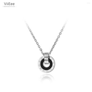 ViiEee – ras du cou en acrylique, coquille de mosaïque, pendentif Double cercle, bijoux en acier inoxydable, chaîne de mariage, colliers pour femmes et filles, VN19053