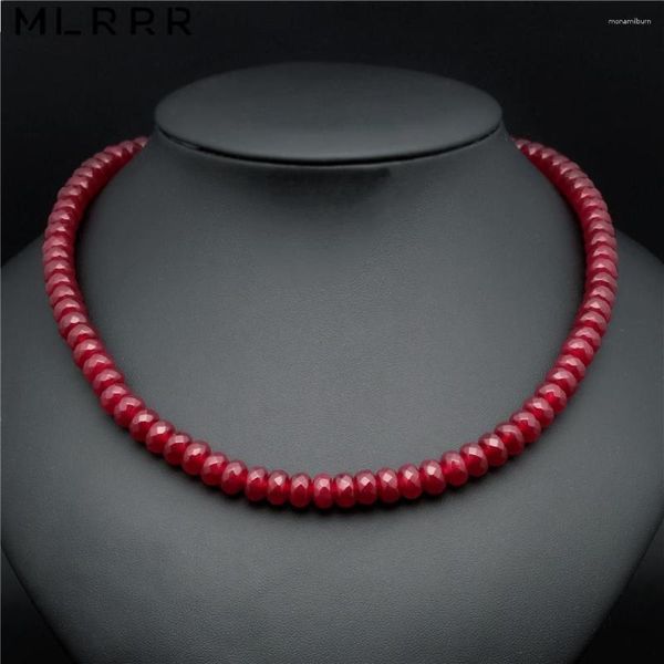 Ras du cou Vintage classique pierre naturelle bijoux élégant rubis calcédoine collier chaîne perlée