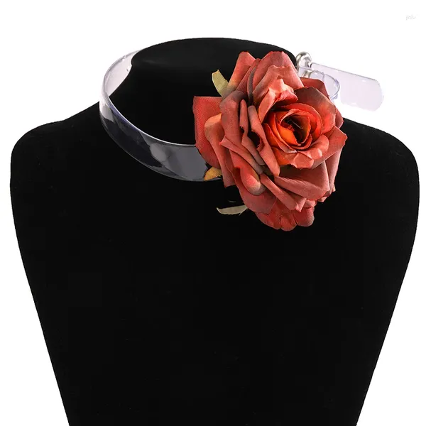 Gargantilla Vintage de moda para niña, Collar de flores, cadena para el cuello, accesorios de joyería, Collar con hebilla de cuero de temperamento romántico