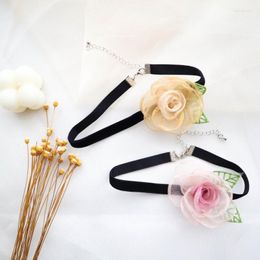 Gargantilla Vintage flor collar corto moda cuello cadena joyería corbata material de tela para niñas