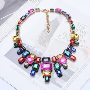 Choker Vintage Or Déclaration Custome Bijoux Bib Multicolore Verre Chunky Colliers Pour Femme Strass De Luxe Collier De Mariée