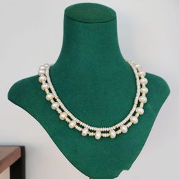 Choker Vintage Natural Pearl Layed Chian Necklace for Women Jewelry Runway Party T Show Fancy Trendy Boho Ins Japan