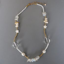 Collier ras du cou Vintage perles naturelles coquille étoile perles collier pour femmes bijoux piste fête T Show fantaisie à la mode Boho INS japon
