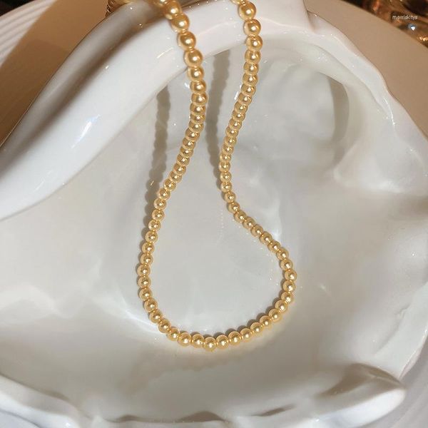 Gargantilla Estilo Vintage Simple champán collar de cadena de perlas para mujeres boda amor colgante de concha joyería de moda al por mayor