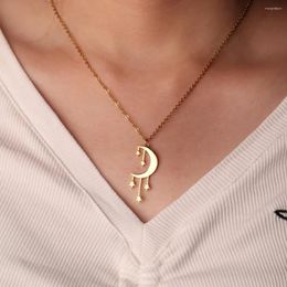 Choker Collier pendentif de coundre de lune vintage pour femmes colliers de chaîne en acier inoxydable