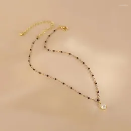 Choker Waterdruppel Ontwerp Parelketting Vrouwelijke Licht Luxe Hoge Sense Sleutelbeenketting Retro Kristal Temperament Eenvoudige Sieraden