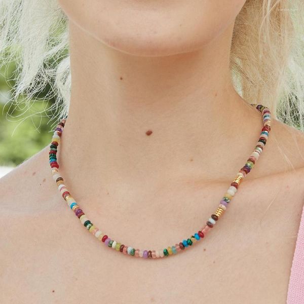 Tour de cou en gros bohême bijoux coloré pierre naturelle collier de perles à la main qualité charme Collier mode cadeau d'anniversaire