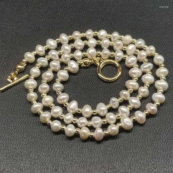 Collier ras du cou en perles d'eau douce véritable, 4mm, perles blanches, fermoir circulaire, 10 pièces, vente en gros