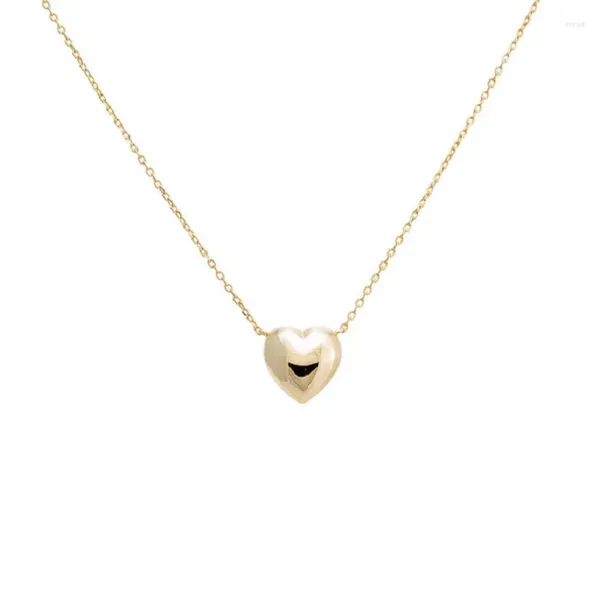 Collier ras du cou Simple pour femmes, bijoux de 14MM de haut, pendentif en forme de cœur uni, poli, cadeau de noël et de la saint-valentin, vente en gros