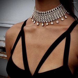 Choker Wild Volledige Briljante Kristallen Strass Ketting Authentieke Indiase Bib Statement Kettingen Voor Vrouwen Lady Party Sieraden