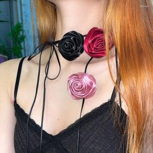 Tour de cou femmes bohème Rose fleur cordon grand grand tour de cou Floral 2023 accessoires de bijoux de mode à la mode
