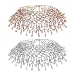 Choker vrouwen meerlagige tassel kristal ketting waterdruppel hanger verstelbare brede kraag bruiloft sieraden