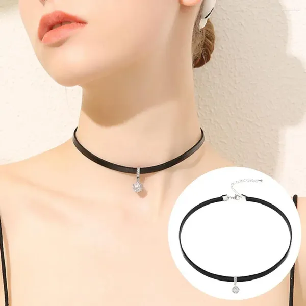 Collier ras du cou pour femmes, pendentif en strass, décor tressé, bracelet en Faux cuir, longueur réglable, pince à homard, cou exquis en acier inoxydable