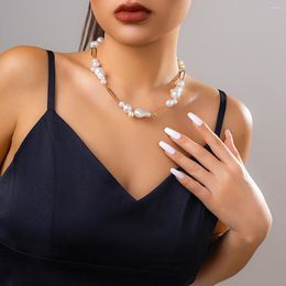 Tour de cou femmes irrégulières Baroque perle clavicule chaînes collier Goth Elgeant pendentif Y2K fête bijoux