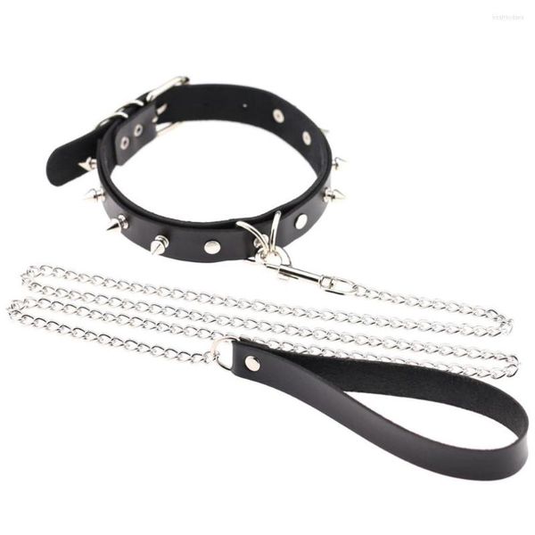 Gargantilla mujer hombre Sexy Harajuku Bondage collar remache Metal alternativo esclavo PU cuero sexo joyería