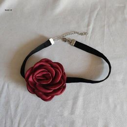 X7YA – collier ras du cou en velours doux pour femmes, Vintage, tempérament Rose, Sexy, bijoux