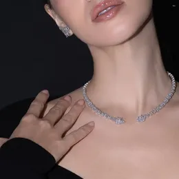 Choker XSBODY Bladketting Luxe Voor Dames Meisje Zirkonia Nekketting Sieraden Bruidsmeisje Vrouwelijke Bruiloft Sieraden Bruid